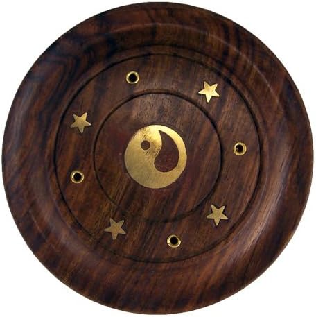 Yin Yang Embossed Incense Coaster / Wooden Stick Incense Burner / Wood Holder