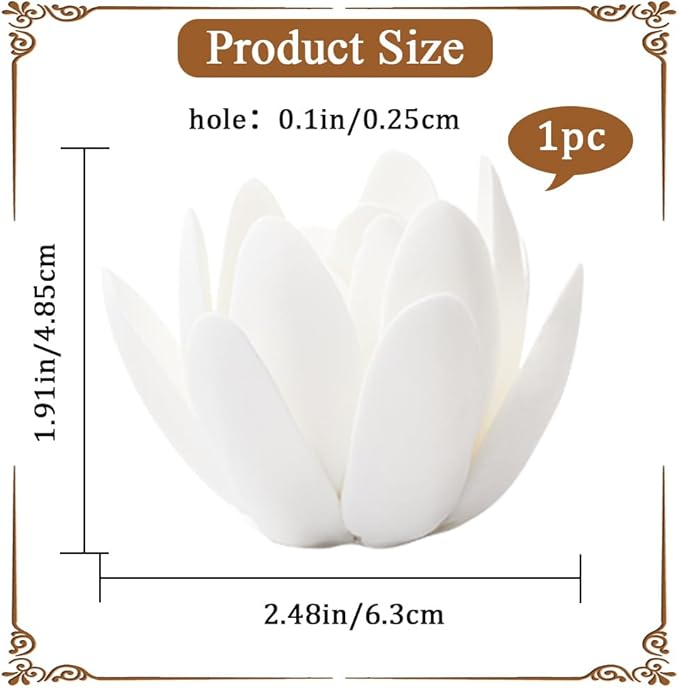 GORGECRAFT Ceramic White Lotus Incense Burner Flower Cone Incense Sticks Holder Handmade Porcelain Petals Style Coil Base Support Stand for Yoga Studio Living Room Home Fragrance Decoration