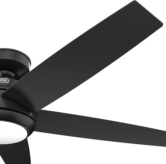 Hunter Zayden, Indoor, Ceiling Fan, Standard Mount, 52 inch, Matte Black | with LED Light and Remote Control, Quiet, 5 Blades, For Bedroom, Living Room, Kitchen, 51694