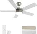 POCHFAN 42 Inch Brushed Nickel Ceiling Fans with Lights,Ceiling Fan with Remote Control,Reversible DC Motor,3 CCT 6-Speed,Noiseless Ceiling Fan for Bedroom,Living Room,Dining Room,ETL Listed