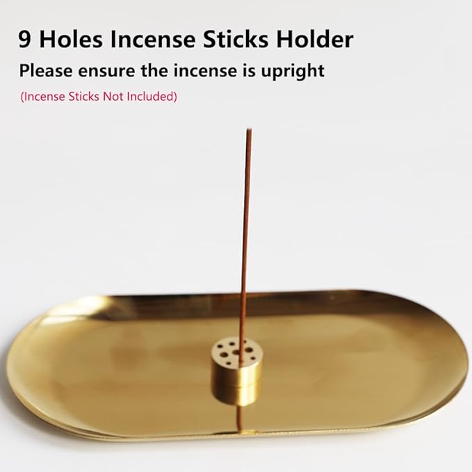 5 in1Incense Burner,Palo Santo Holder,Sage Holder, Incense Holder with Ash Catcher for Incense Sticks,Coil Incense,Incense Cones in Devotional Area, Yoga, Meditation Room Home Décor (Oval)