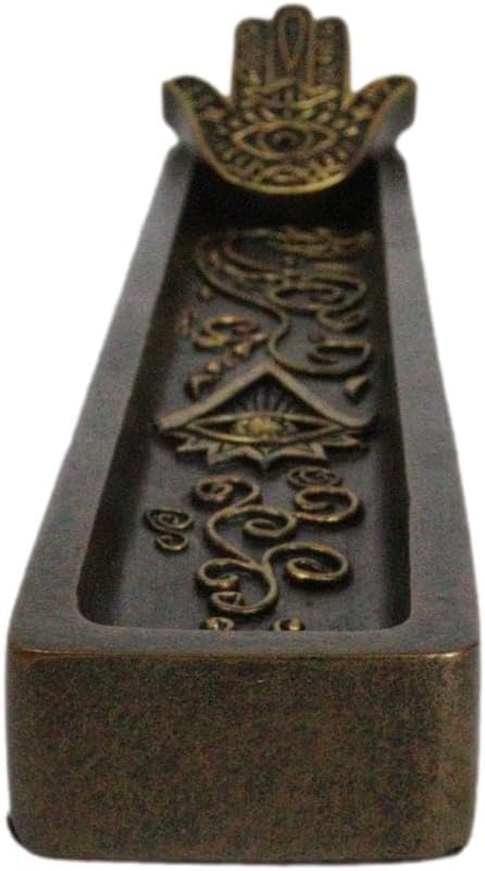 Ebros Gift Sacred Symbol Amulet Hand of God Hamsa Palm Eye of Providence Incense Stick Holder Burner Figurine Zen Feng Shui Vastu Home Fragrance Tabletop Altar Decor