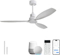 Sofucor 52 Inch White Ceiling Fans no Light, Works with App/Alexa/Google, Dimmable 6-Speed Outdoor Ceiling Fan with Remote for Indoor Bedroom Living Room Outdoor Patio Porch