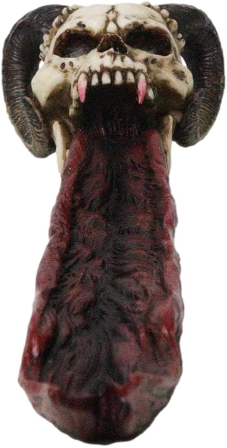 Ebros Vampire Fanged Ram Horned Skull with Demonic Tongue Incense Stick Burner Holder 10.5" Long Skulls Skeletons Halloween Aromatherapy Decorative Accent Figurine Accessory