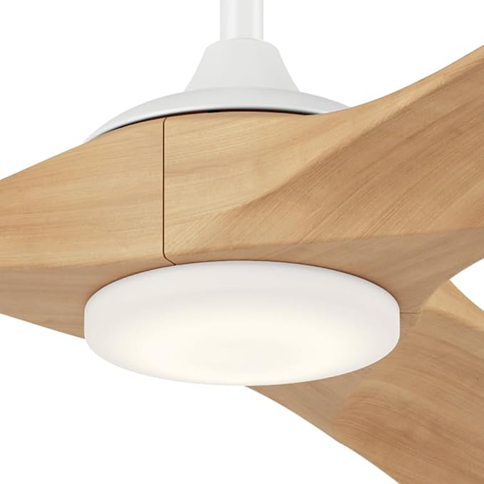 KICHLER Mylo 70 in Modern Ceiling Fan with Light and Remote Control, 6-Speed Damp Rated Indoor Outdoor Fan with Satin Etched Cased Opal Glass in Matte White, 310570MWH