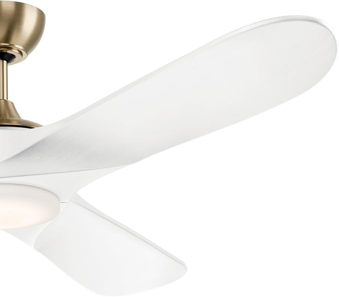 Kichler Mylo 60 in Ceiling Fan with Light, Modern 3-Blade Indoor Outdoor Damp Rated Fan with Satin Etched Glass in Champagne Bronze, 6-Speed Remote, 310560CPZMWH