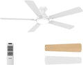 OPONL Ceiling Fan with Light, 52 inch Low Profile Ceiling fan with Light and Remote Control, Reversible, 6CCT, Dimmable, Noiseless, White Ceiling Fan for Bedroom, Indoor/Outdoor Use, Modern