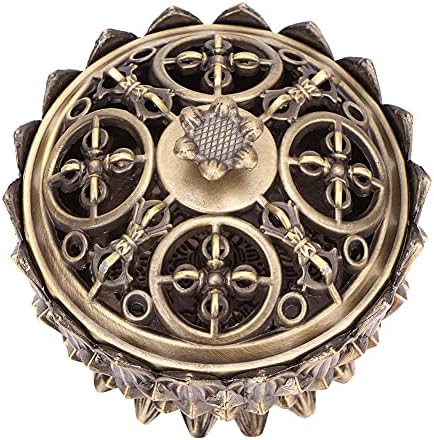 Metal Incense, Anti Corrode Zinc Alloy Material Vintage Lotus Incense Holder Sandalwood for Home Decoration Meditation(Bronze)