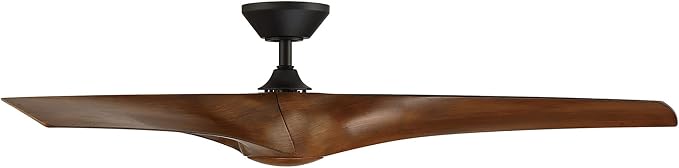 Modern Forms Zephyr 3 Blade 62 in. Indoor and Outdoor Smart Downrod Ceiling Fan with Remote Control - Integrated LED Selectable 4CCT 2700K-3000K-4000K-5000K - Matte Black/Distressed Koa