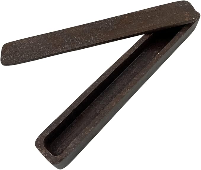 Hand Carved Soapstone Incense Burner Box 10" Inches Storage Incense Holder, Dark Brown Incense Stick Stand, Stick Holder, Incense Burners