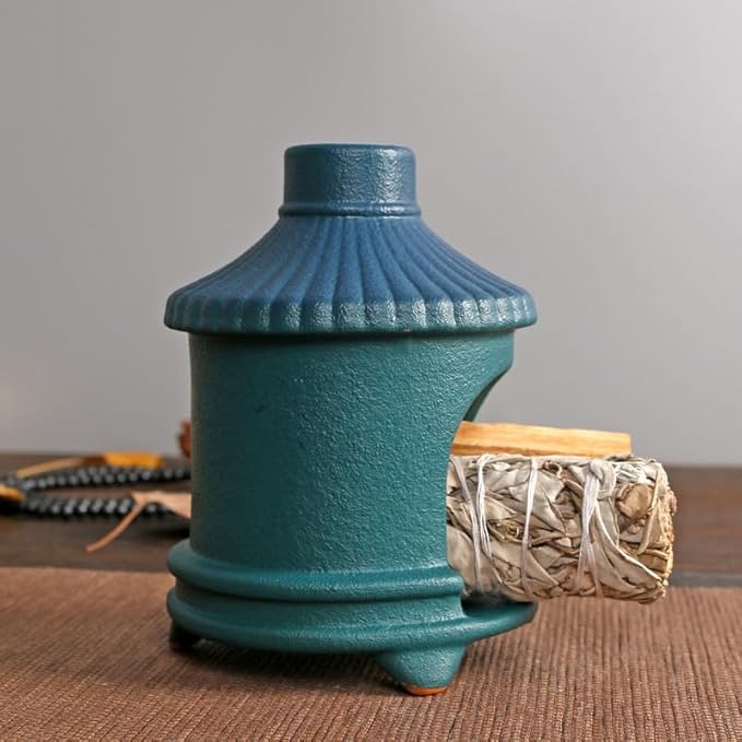 Palo Santo Holder Handmade Ceramic Burner, Mini Chimenea Incense Dish for Palo Santo Sticks, Sage Holder for Burning, Meditation Smudging Home Decor