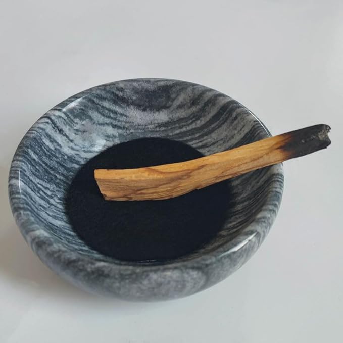 Natural Stone Incense Holder 9 Hole Design Ash Catcher Tray for Incense, Palo Santo, White Sage | Durable Marble Home Decor for Zen, Aromatherapy (Gray)