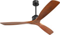 Sofucor 60 Inch Ceiling Fan No Light - Modern Solid Wood Ceiling Fan with Remote, 7000CFM High Airflow, Quiet DC Motor, 3 Rods & 6 Speeds, Timer & Reversible for Bedroom Living Room, ETL, Walnut Wood
