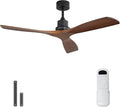 Sofucor 52 Inch Ceiling Fans No Light-Outdoor Ceiling Fan with Remote Control, 3 Blade Reversible DC Motor, Modern Wood Ceiling Fan Without Light for Bedroom Indoor Patios Farmhouse, Walnut