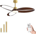 52"Ceiling Fan Indoor Ceiling Fans with Lights and Remote,New Round 3 Blades With 24W 2400LM High Bright LED Light , 3-Color Light 6-Speed Timing Reversible DC Motor for Bedroom Living Room Patio