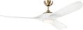 Kichler Mylo 60 in Ceiling Fan with Light, Modern 3-Blade Indoor Outdoor Damp Rated Fan with Satin Etched Glass in Champagne Bronze, 6-Speed Remote, 310560CPZMWH