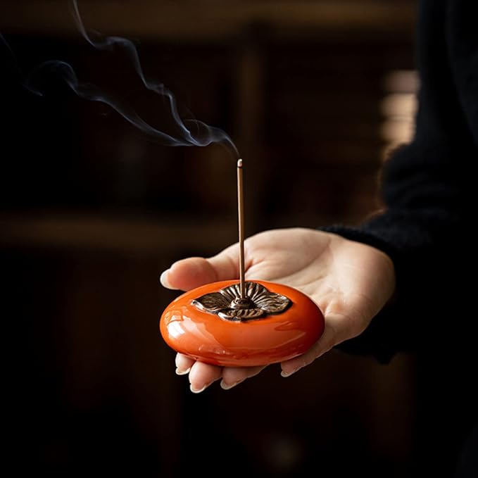 Incense Holder Orange Persimmon Tray for Incense Stick Set for Office Yoga and Livingroom Decorate Home 3Pc (3)