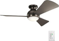 Kichler Sola LED 44" 3 Blade Fan with Etched Cased Opal Glass in Olde Bronze finish and Brown Blades