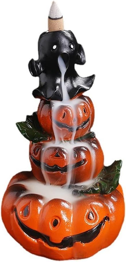 Creative Pumpkin Backflow Incense Burner Ghost Festival Halloween Household Craft Gift Ornaments Resin Censer Holder Aromatherapy Stove