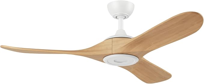 KICHLER Mylo 52 in Modern Ceiling Fan with Light and Remote, 6-Speed Indoor Fan with Satin Etched Cased Opal Glass in Matte White with White Maple Wood Blades, 310552MWH