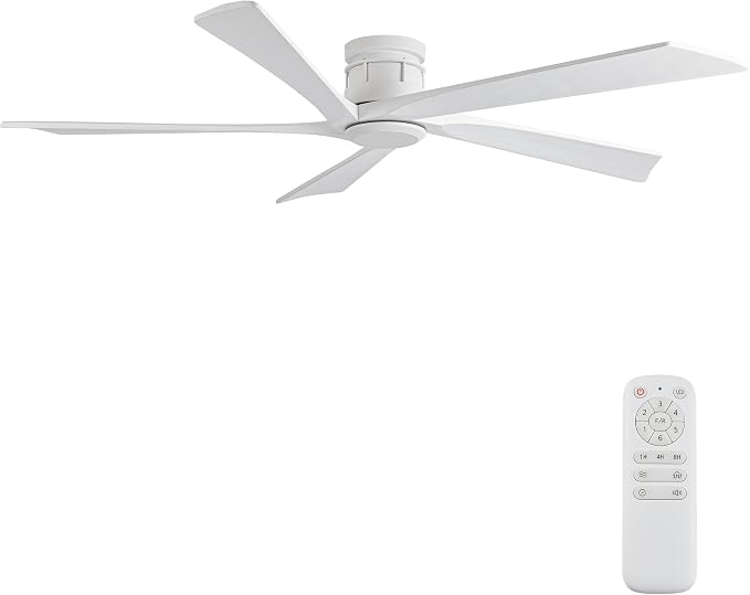 EKIZNSN 72 Inch Outdoor Ceiling Fan, White | No Light, White Blades, White Finish