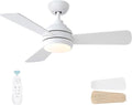 42 Inch Downrod Ceiling Fan with Light, 3 Wood Blades, White | Remote Control,Reversible Quiet DC Motor,Wood Blades,6-Speed,3CCT Dimmable LED for Bedroom,Living Room