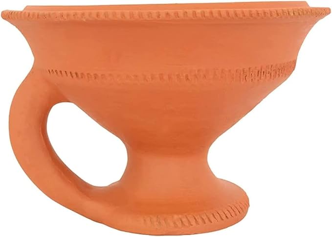 Generic CreativeZone Natural Clay Dhoop Loban Dani Burner Holder for Puja Medium Size Handmade Antique Pooja Hawan Pot Stand for Puja Room Home & Office, 13 x 10 x 10 cm, Brown