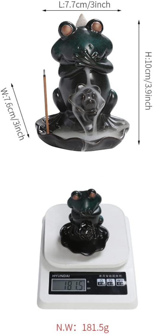 Creative Frog Shape Series Backflow Incense Burner Smoke Waterfall Lotus Ceramic Aromatherapy Incense Holder Handicraft Home Decoration Ornaments (No Say)