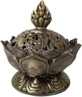 Lotus Flower Cone Incense Burner, Classic Metal Mini Vintage Charcoal Incenses Burner Holder for Stick (Bronze)