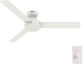 Hunter Presto, Indoor, Ceiling Fan, No Light, Modern, 52 inch, Matte White | Standard Mount, Wall Control, 3 Blades, For Bedroom, Living Room, Kitchen, 50811