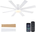 Mpayel Ceiling Fans with Lights, 52 Inch Low Profile Flush Mount Ceiling Fan, Modern White Ceiling Fan with Light for Bedroom Living Room, Remote/APP Control, Quiet DC Motor, Dimmable, 8 Wood Blades
