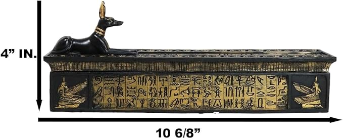 Ebros Gift Egyptian God of The Dead Anubis Jackal Dog Incense Burner and Storage Box Holder Sculpture Home Fragrance Accessory Egypt God of Afterlife and Mummification Usher of The Dead Figurine