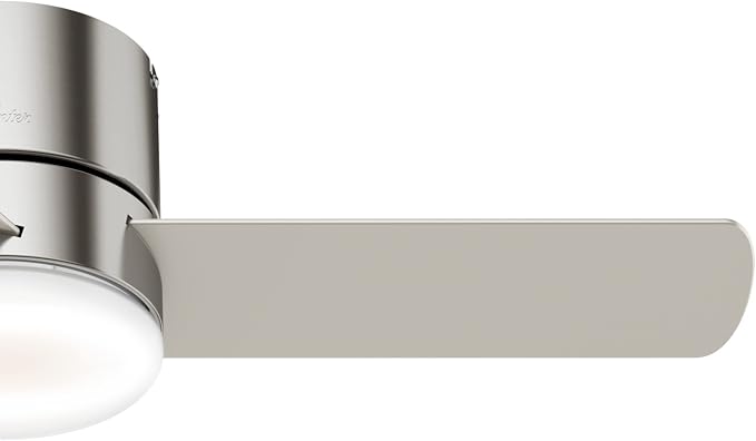 Hunter Minimus, Indoor, Ceiling Fan, Modern, Quiet, 44 inch, Brushed Nickel | with LED Light, Low Profile Flush Mount, Remote Control, 3 Blades, For Bedroom, Living Room, 59454