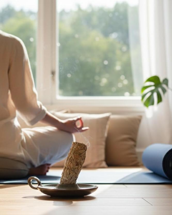 Klin-Transformation Glaze Green Incense Holder，Handcrafted Ceramic with Unique Flowing Colors & Handle for Sage, Palo Santo, Good for Meditation & Yoga Gift