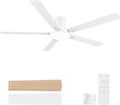 60 Inch White Ceiling Fans with Lights and Remote, Flush Mount Low Profile 6 Blades Ceiling Fan with 10 Inch Lighting Fixture, Quiet Reversible DC Motor for Living Room, Bedroom and Patio