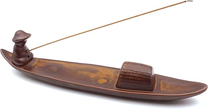Incense Stick Holder, Incense Holder for Insence Sticks, Tray for Incense Ash, Ceramic Crafts, Chinese Classical Boat Design, Home Décor, Best for Meditation, Yoga, Home, Office