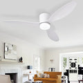 Depuley Flush Mount Ceiling Fan: 52-Inch White Ceiling Fans with Lights for Bedroom Indoor Outdoor - Low Profile Ceiling Fans with Remote Control 24W 3CCT Dimmable 3 Reversible White Blades 6 Speeds