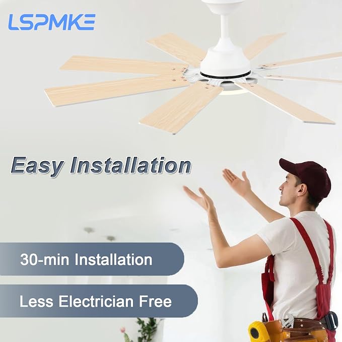 Ceiling Fan With Light & Remote Indoor/Outdoor Use 52 Inch White | Reversible DC Motor,3CCT, Dimmable, Timer, Noiseless,Ceiling Fan for Bedroom Living Room