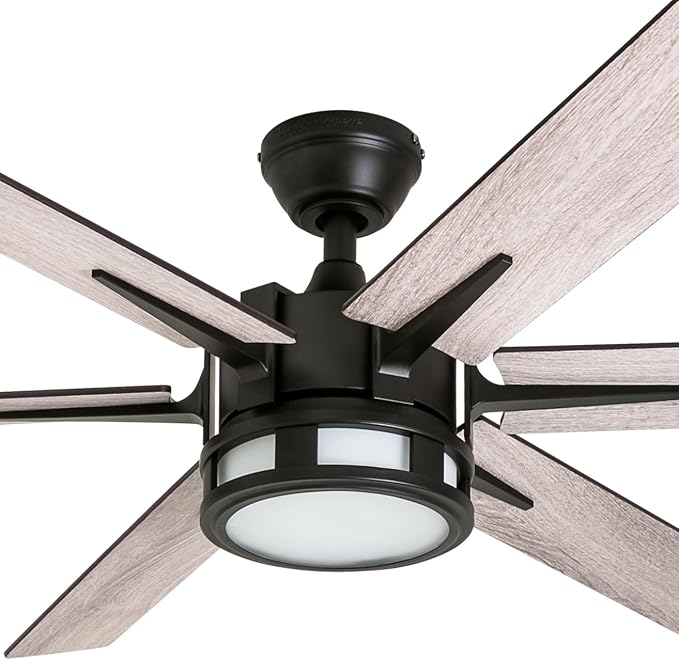 Honeywell Ceiling Fans Kaliza Modern 56 Inch Ceiling Fan with Light, Remote Control Fan, LED Indoor Fan with 6 Blades, Gray Oak and Light Oak Blade Finish Options, Bronze (51036-01)