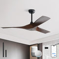 Sofucor 52 Inch Smart Ceiling Fan No Light, Modern Ceiling Fan with 3 Plastic Blades, Compatible with Alexa/Google/App, 6 Speeds 4500CFM, Timer Quiet Reversible DC Motor, ETL/FCC