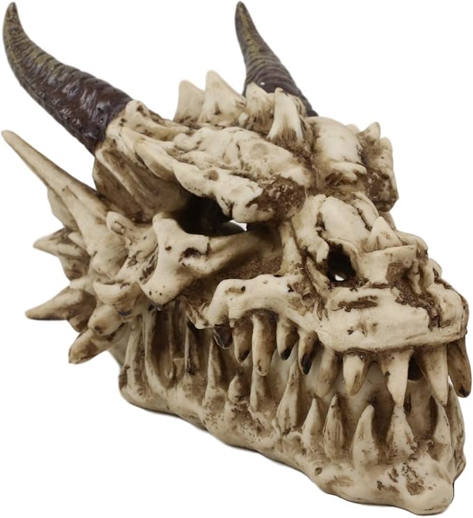 Ebros Gift 9" Long Smoking Nostrils and Eyes Bone Skeleton Fossil Dragon Skull 'Stryker' Incense Stick Burner Sculptural Box Statue Home Aromatherapy Decorative for Dungeons and Dragons GOT Fans