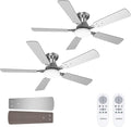 addlon 2 Pack Ceiling Fans with Lights, 48 inch Nickel Ceiling Fan with Light and Remote Control, Reversible, 3CCT, Dimmable, Noiseless, Ceiling Fan for Bedroom, Farmhouse, Indoor/Outdoor Use