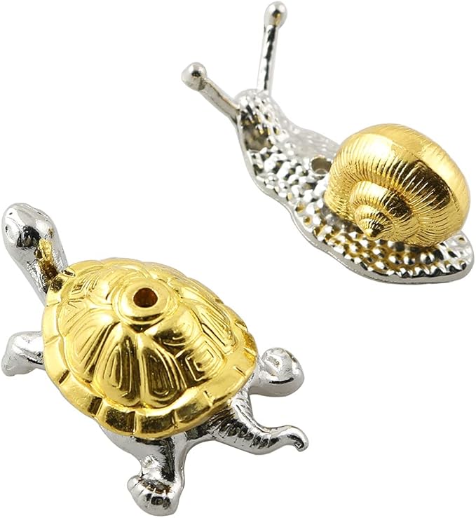 ZYAMY 2pcs Zinc Alloy Animal Incense Holder Snail Shape Incense Holder and Tortoise Shape Incense Holder Incense Clips for Stick Censer, Joss Stick, Tower Incense, Incense Coil