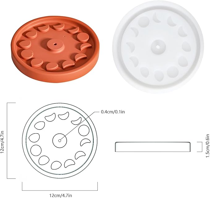 BOOWAN NICOLE Silicone Concrete Incense Holder Molds Sun and Moon Cement Aromatherapy Incense Tray Mould DIY Decoration Tool (SH0914)