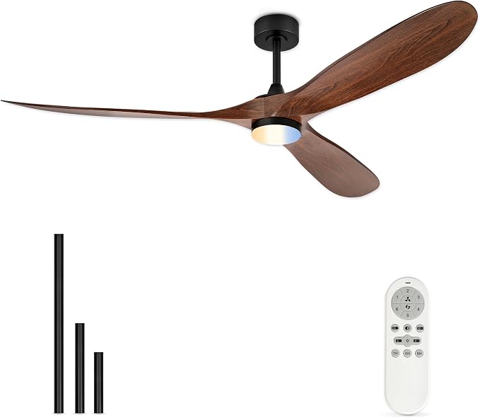70 Inch Modern ABS Ceiling Fan with Lights and Remote, DC Motor Large Ceiling Fan, 3CCT Dimmable LED Indoor Outdoor Ceiling Fan for Living Room, Patio & Covered Porch, ZCCF08WD-70
