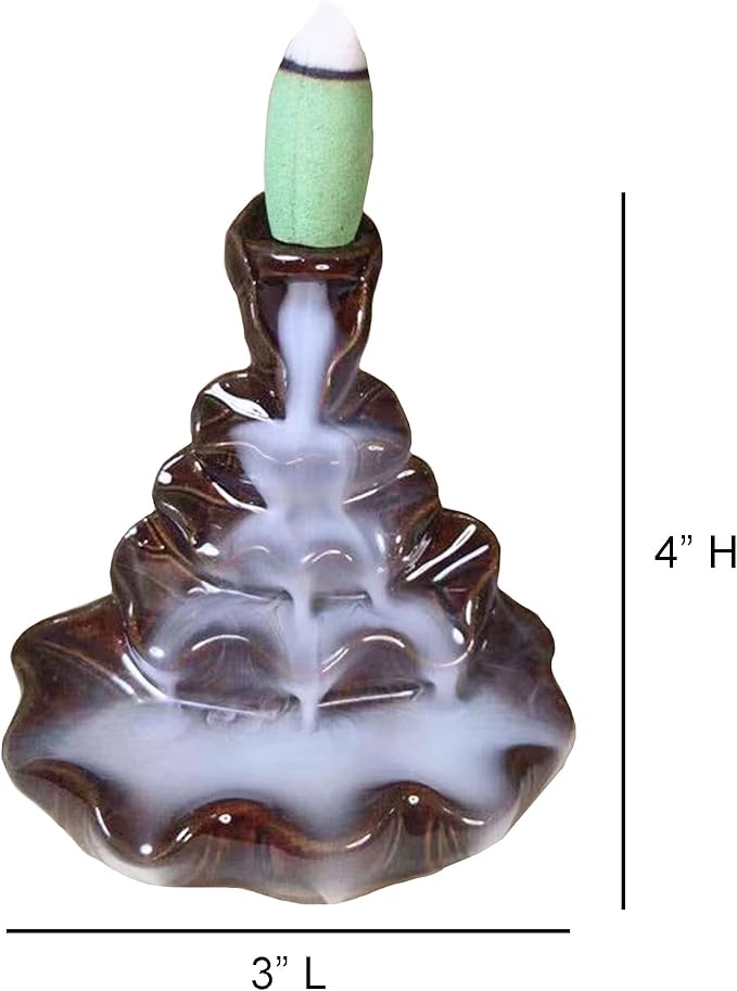 SOUL STICKS Backflow Incense Holder Burner Waterfall Fountain for Home, Office, Yoga, Room Decor & Aromatherapy with 1 Pack of 10 Backflow Fragrance Cones Included (Tranquility)