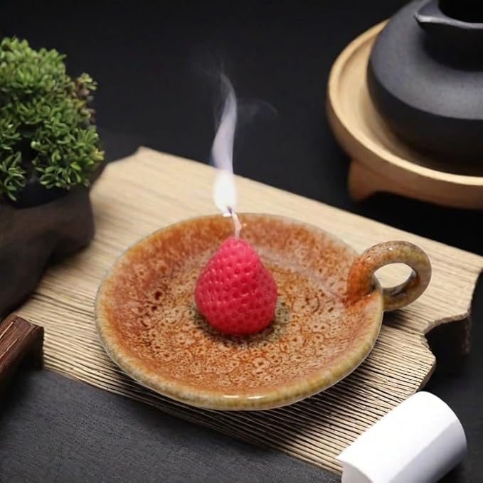 Ceramic Candle Holder Incense Holder & Candle Tray Vintage Sage Burner Tray for Pillar Candles Palo Santo Sticks Flameless Candles Meditation & Home Decor