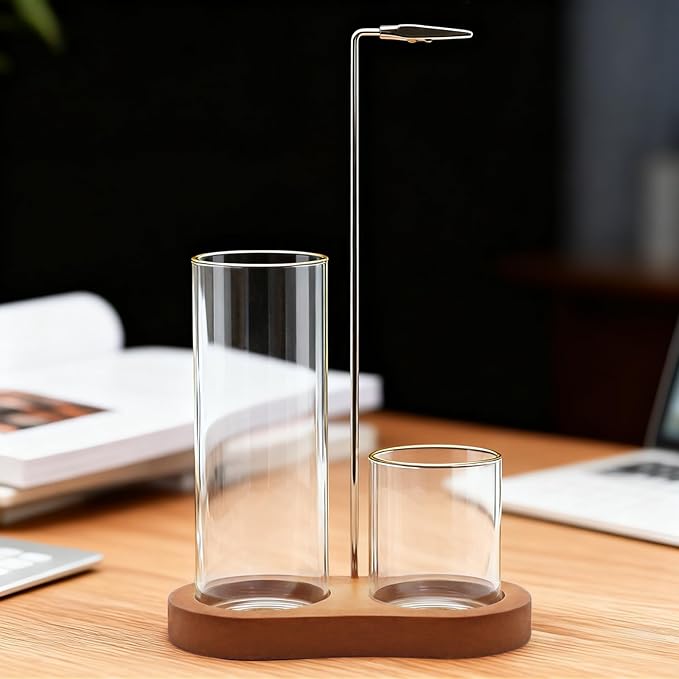 2-in-1 Incense Holder for Sticks, Incense Burner Holder with Glass Ash Catcher & Stick Storage, Bedroom House Yoga Meditation Zen Decor, Spa Gifts for Women, Unique Cozy Home Decor, Natural Wood