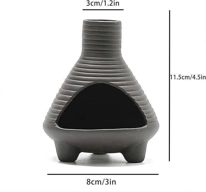 Ceramic Palo Santo Holder Burner, Handmade Incense Burner, Cone Ash Catcher Smudge Bowl for Meditation Yoga Home Decor Incense Holder, Black