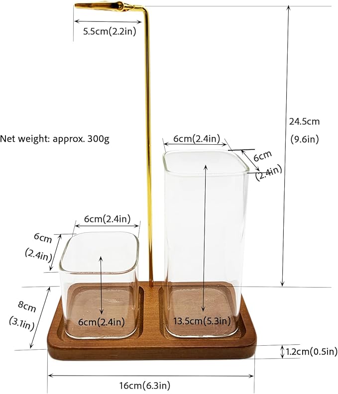 2-in-1 Upside-Down Hanging Incense Stick Burner Holder with 2 Square Glass Tubes for Incense Sticks Storage and Ash Collection